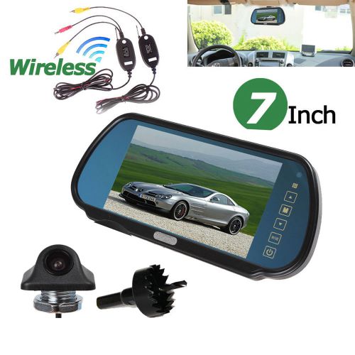 7&#034; car rear view backup mirror monitor+wireless 170° reverse parking camera kit