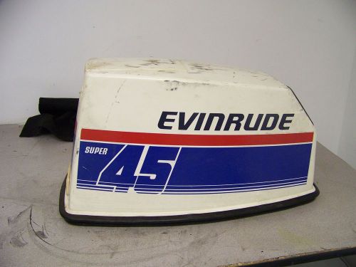 Used evinrude super commercial 45 hp cowling hood, pull rope opening