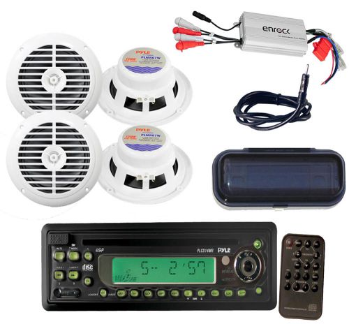 New in-dash marine cd/mp3 player, 4 waterproof 6.5&#034; speakers,4 ch amp,antenna