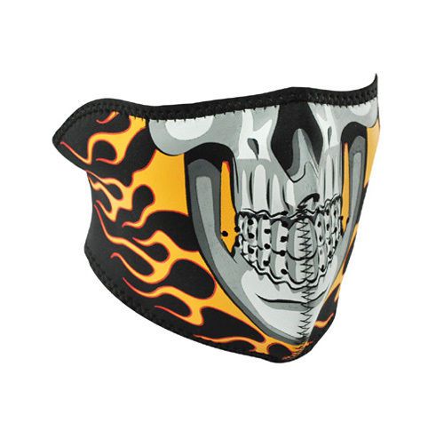 Neoprene 1/2 face mask, burning skull