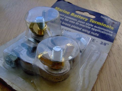 Top post battery terminals marine use, 1 positive and 1 negative, brass wing nut