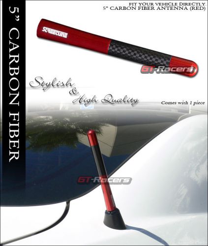 5&#034; stubby carbon fiber aluminum short auto car antenna red universal screws g3