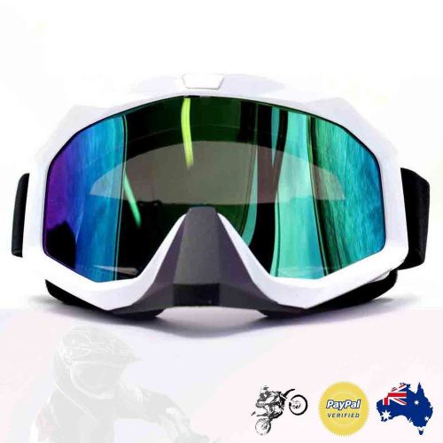 White dirt bike gear mx motocross motorbike goggles anti-fog strap uv protection