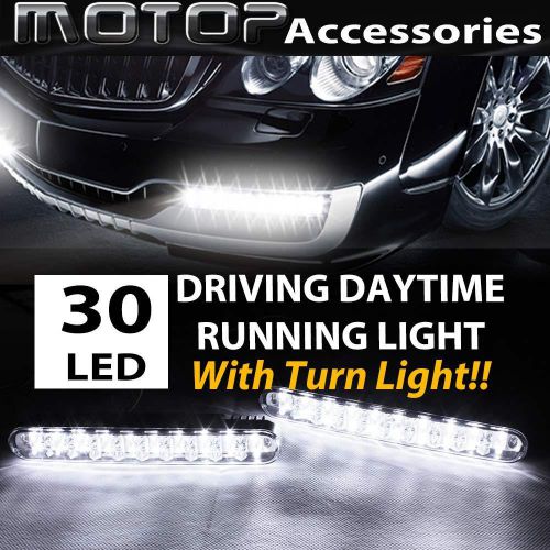 2pcs 30 led drl white &amp; amber daytime running driving light turn singnal light