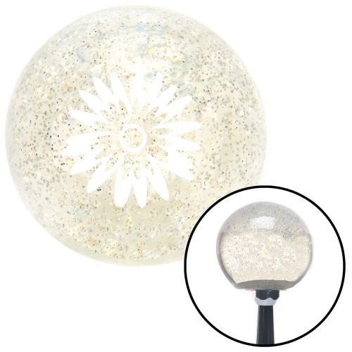 White flowers clear metal flake shift knob with m16 x 1.5 insertstandard oe