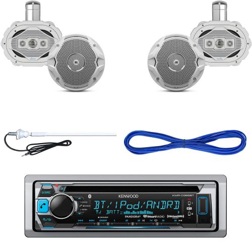 Bluetooth kenwood marine cd radio, marine 6.5&#034;/6x9&#034; speaker set, wires, antenna