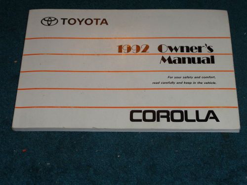 1992 toyota corolla owner&#039;s manual / original guide book