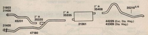 1961-64 chevy 8 cylinder belair, bicayne &amp; impala single exhaust, aluminized