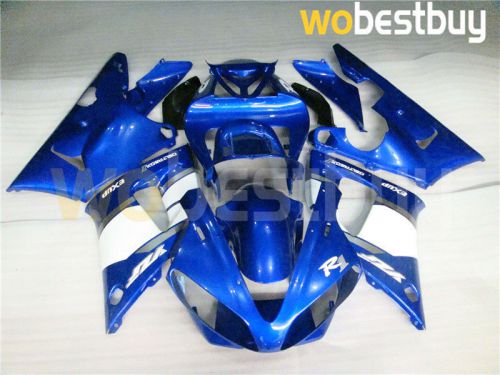 Injection mold fairing fit for yamaha 2000-2001 yzf r1 blue white bodywork j31