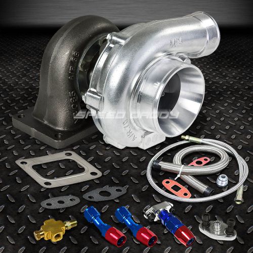 T4 a/r.70 60 trim 380+hp v-band stage iii turbo charger+oil feed+drain line kit