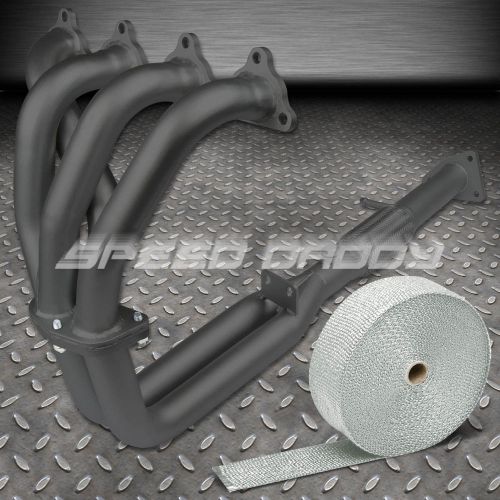 Stainless black exhaust header for 92-96 prelude si/sr h223a1+white heat wrap