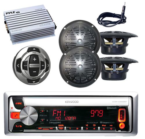 Kenwood marine boat cd/mp3 iphone  bluetooth player &amp; remote 400w amp 4 speakers