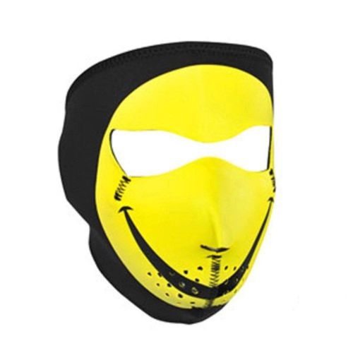 Zan full face neoprene mask motorcycle cold weather yellow &amp; black smiley face