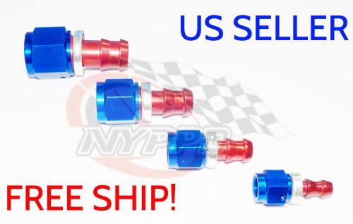 Nyppd push on oil fuel/gas hose end fitting red/blue an-6, straight 9/16 18 unf