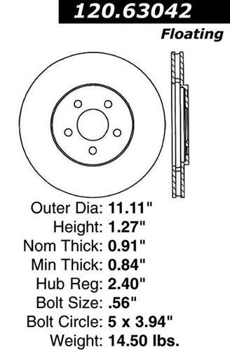 Centric 120.63042 front brake rotor/disc-premium rotor-preferred