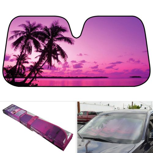 Purple tropic island sunset auto sun shade for car suv truck windshield sunshade