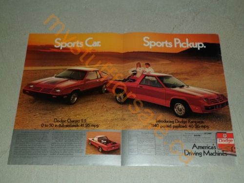 1982 dodge charger 2.2 rampage article / ad