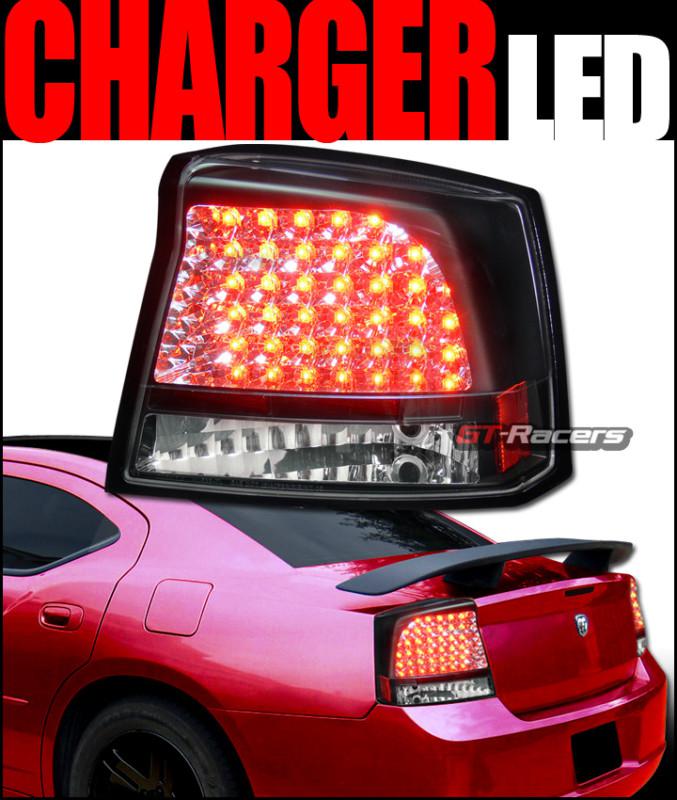 Jdm black full led tail lights brake lamps 2005 2006-2008 dodge charger r/t srt8