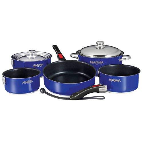 Magma nesting 10-piece cookware cobalt blue exterior &amp; slate black ceramica non-