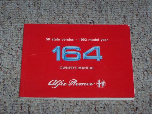 1992 alfa romeo 164 original factory owners owner&#039;s user guide manual book