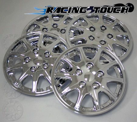 #221 replacement 14&#034; inches metallic chrome hubcaps 4pcs set hub cap wheel cover