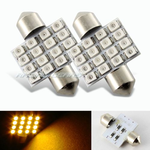 2x 34mm 16 smd amber led panel interior replacement dome light lamp festoon bulb