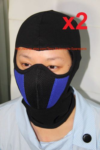 Motorcycle mask full face cold protection spandex black/blue set 9f 2