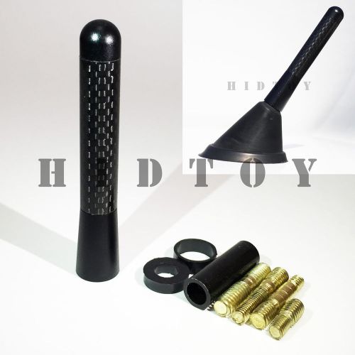 Jdm style black 3&#034; in/76 mm carbon fiber screw type short antenna #ht15 vehicle