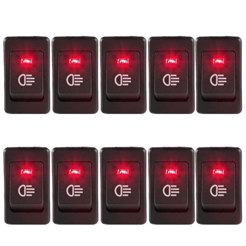 10 x universal car fog light rocker switch red led light dash dashboard 12v