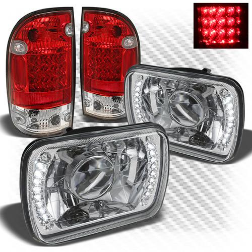 95-96 tacoma pro headlights w/super-bright led + r/c led perform tail lights