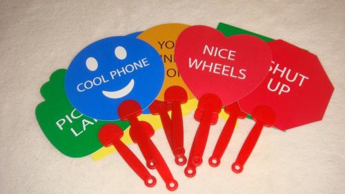 Lot of 9 communication two sided hand signs for driving - use with caution