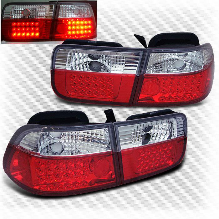 Honda civic 2dr coupe red clear led tail lights lamps brand new left+right set