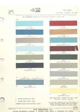 1967 ford  ppg  color paint chip chart all models original mustang