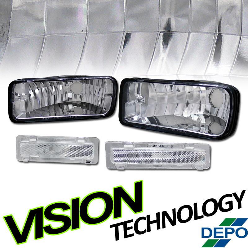 Depo chrome housing euro clear lens bumper turn signal lights+side marker lamps