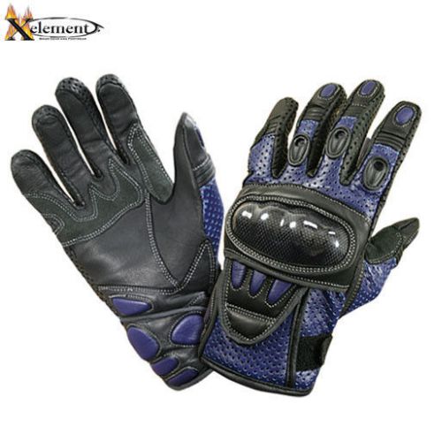 Xelement black and blue leather motorcycle racing gloves