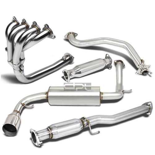 For cr-x ed 4.5&#034; muffler tip stainless steel catback+4-1 header+cat pipe exhaust