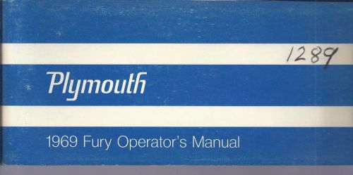 1969 plymouth fury owners manual original with warranty booklet