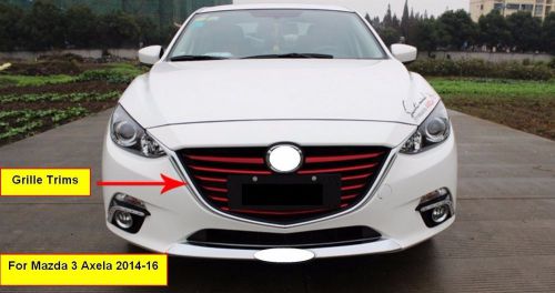 Red grille grill cover trim fit for mazda 3 axela m3 4 door sedan 2014-16