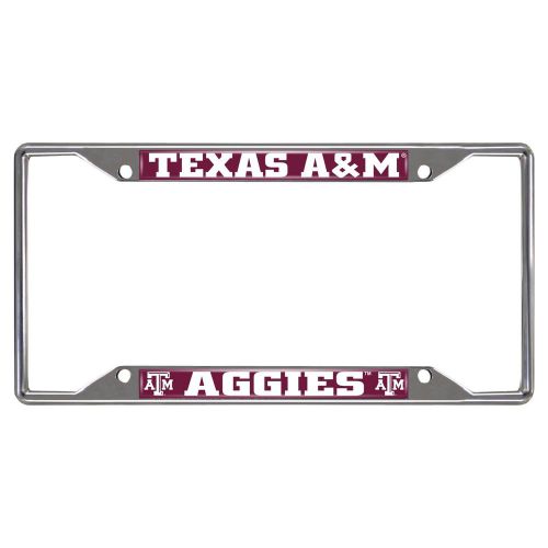 Fan mats texas a&amp;m university license plate frame chrome 6.25&#034;x12.25&#034;