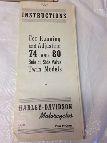 Harley 74 and 80 inch side by side valve twin models instruction booklet