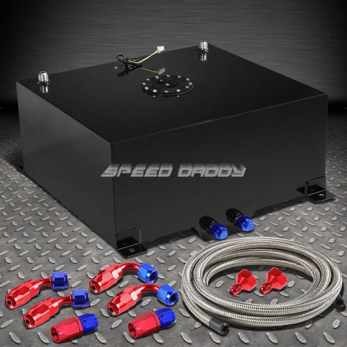 20 gallon black aluminum fuel cell gas tank+cap+level sender+steel fuel line kit