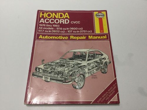 Repair manual haynes 351: 1976 to 1983: honda accord cvcc