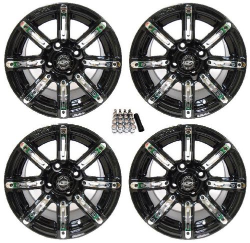 Madjax 14&#034; illusion black/chrome golf cart wheels/rims ez-go &amp; club car