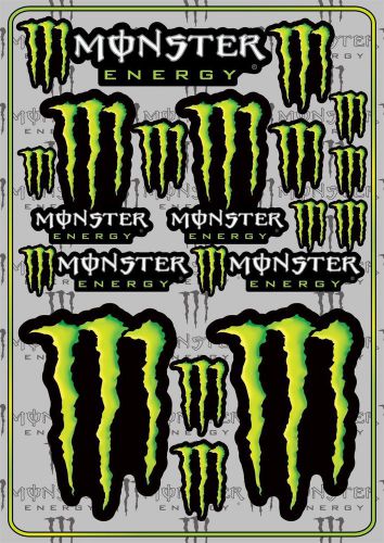 Monster energy drink decals 17 stickers 18x12&#034; sheet race mx dirt bike truck atv