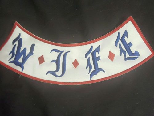 &#034; wife&#034; custom side rocker embroidered biker patch biker outlaw club patches