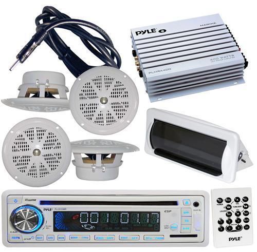 Complete marine package indash cd usb sd 4-speakers amp