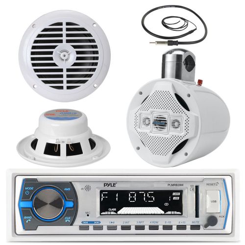 Silver 8&#034; led tower speakers,6.5&#034; speakers,pyle bluetooth usb aux radio,antenna