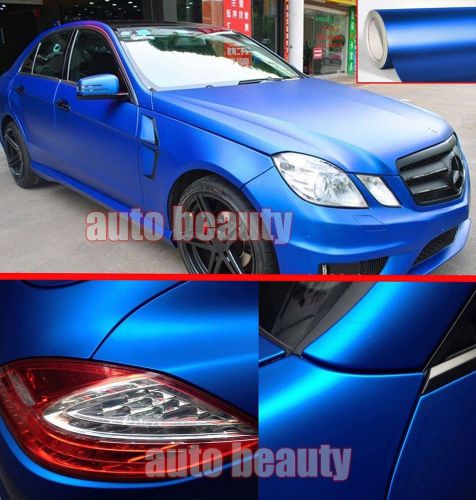 Full roll - metallic satin matte chrome blue wrap vinyl  sticker sheet air free