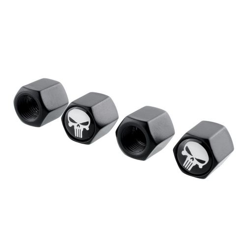 4pcs black car auto wheel tyre air valve caps dust covers design punisher