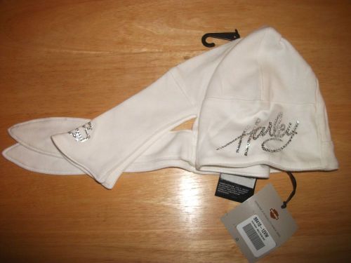 99410-12vw harley-davidson women&#039;s white bling head wrap skully